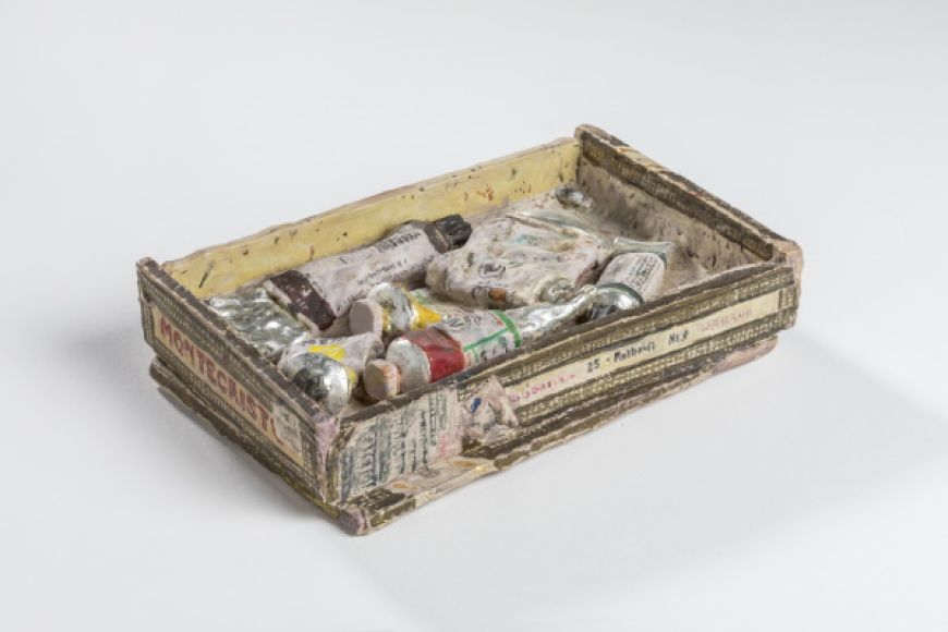 CAPSA D'OLIS (2014). Tierra cocida policromada (temple de huevo y pan de plata). Colección particular. | © Jordi Geli CAPSA D'OLIS (2014). Tierra cocida policromada (temple de huevo y pan de plata). Colección particular. | © Jordi Geli