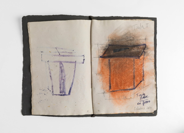 VESTIGIS (2018). Tècnica mixta sobre paper fet a mà.